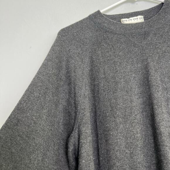Per Liu Per Lei Mens Silk Cashmere Knit Sweater Sz L Heather Gray Office Career - Picture 4 of 11